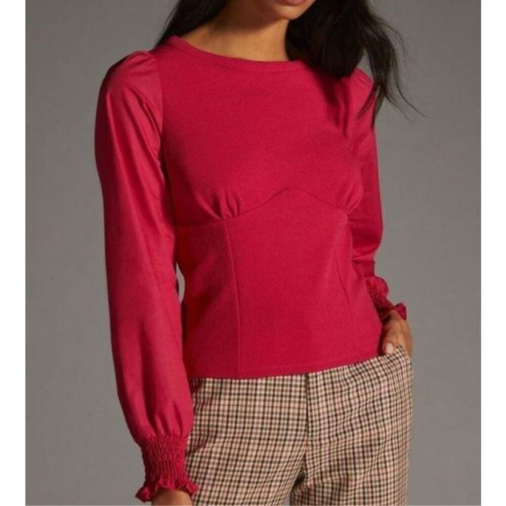 Anthropologie Structured Long Sleeve Top Size medium